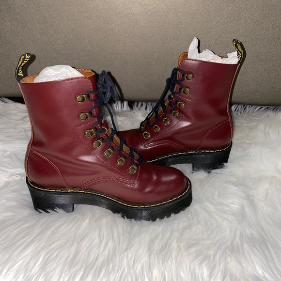 Dr. Martens Leona Platform Cherry Red Oxblood Boots RARE COLOR - Picture 3 of 7